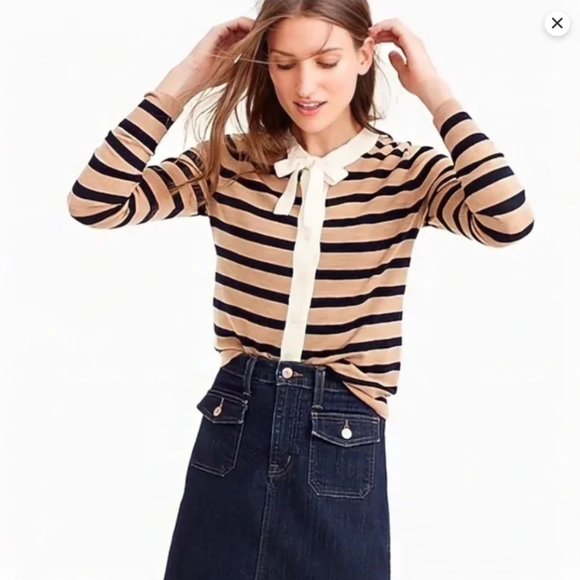 J. Crew Sweaters - NWOT J. Crew Jackie Tie Neck Cardigan Sweater Striped